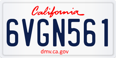 CA license plate 6VGN561