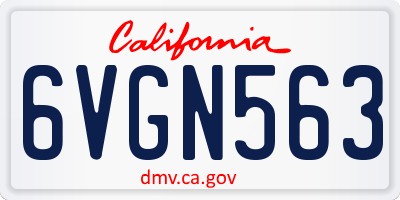 CA license plate 6VGN563