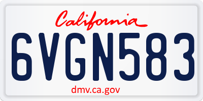 CA license plate 6VGN583