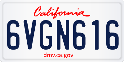 CA license plate 6VGN616