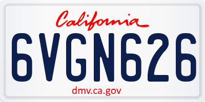 CA license plate 6VGN626