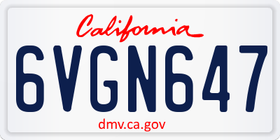 CA license plate 6VGN647