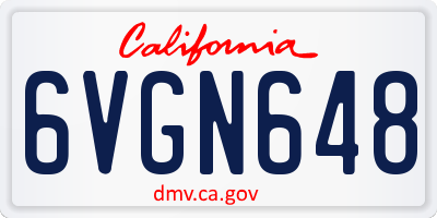 CA license plate 6VGN648