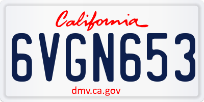 CA license plate 6VGN653