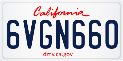 CA license plate 6VGN660