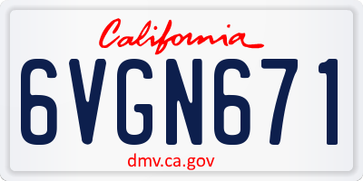 CA license plate 6VGN671