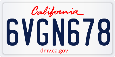 CA license plate 6VGN678