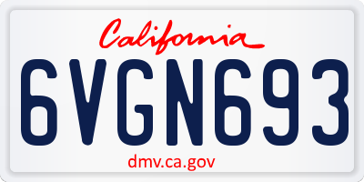 CA license plate 6VGN693