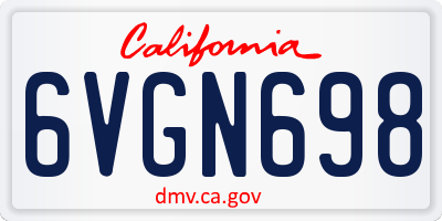 CA license plate 6VGN698
