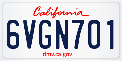 CA license plate 6VGN701