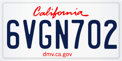 CA license plate 6VGN702