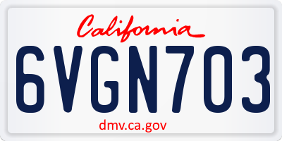 CA license plate 6VGN703