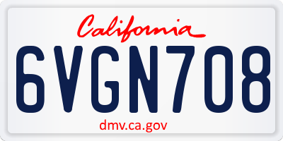 CA license plate 6VGN708