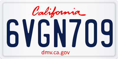 CA license plate 6VGN709