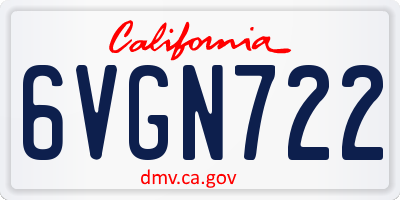 CA license plate 6VGN722