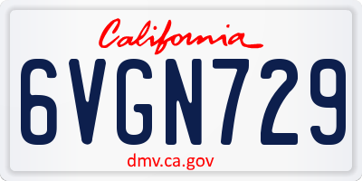 CA license plate 6VGN729