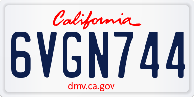 CA license plate 6VGN744