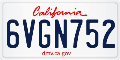 CA license plate 6VGN752