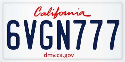 CA license plate 6VGN777