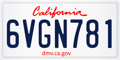 CA license plate 6VGN781