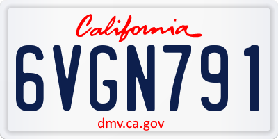 CA license plate 6VGN791