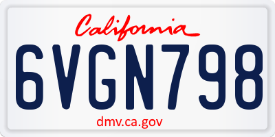 CA license plate 6VGN798