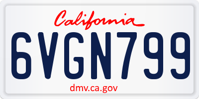 CA license plate 6VGN799