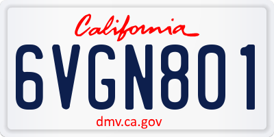 CA license plate 6VGN801