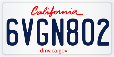 CA license plate 6VGN802