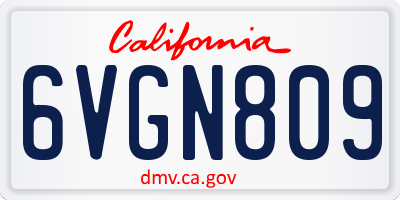 CA license plate 6VGN809
