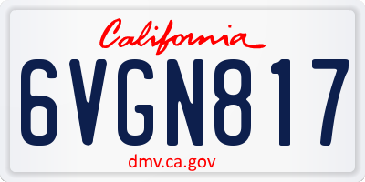 CA license plate 6VGN817