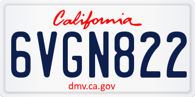 CA license plate 6VGN822
