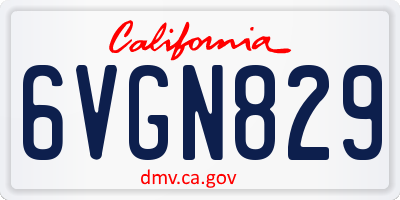 CA license plate 6VGN829