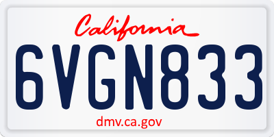 CA license plate 6VGN833