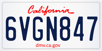CA license plate 6VGN847