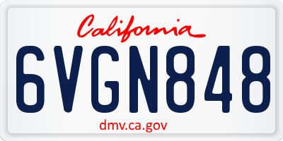 CA license plate 6VGN848