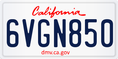 CA license plate 6VGN850