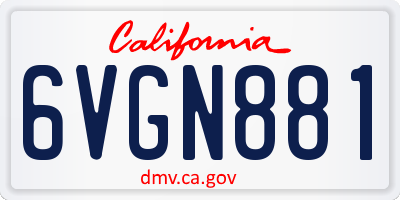 CA license plate 6VGN881