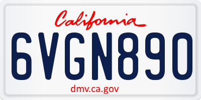 CA license plate 6VGN890