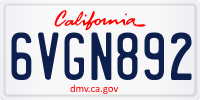 CA license plate 6VGN892
