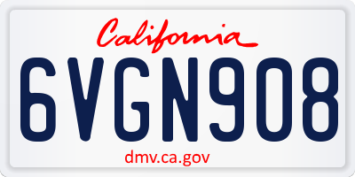 CA license plate 6VGN908