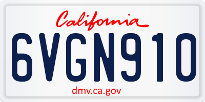CA license plate 6VGN910