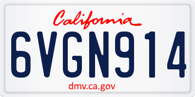 CA license plate 6VGN914