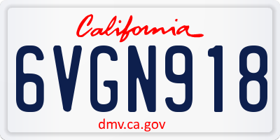 CA license plate 6VGN918