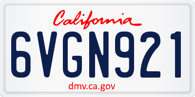 CA license plate 6VGN921