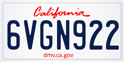 CA license plate 6VGN922