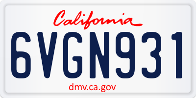 CA license plate 6VGN931
