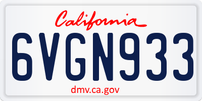 CA license plate 6VGN933