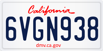 CA license plate 6VGN938