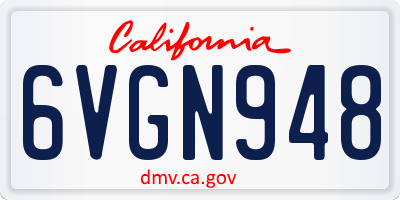 CA license plate 6VGN948